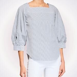 Caara Blue and White Striped Blouse | Sz XS